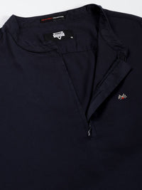 Thomas Scott Men Solid Mandarin Collar Cotton T-Shirt
