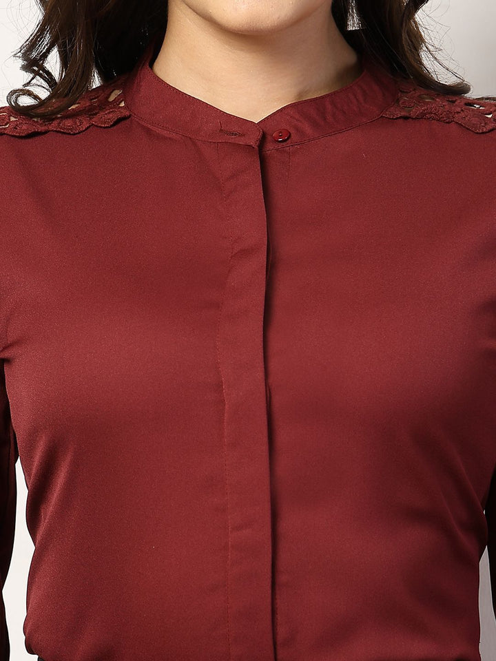 Style Quotient Women Mandarin Collar Shirt Style Top