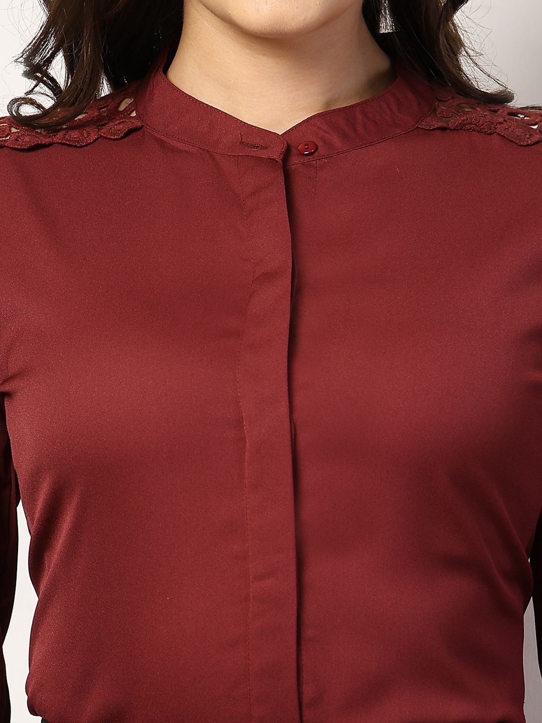 Style Quotient Women Mandarin Collar Shirt Style Top