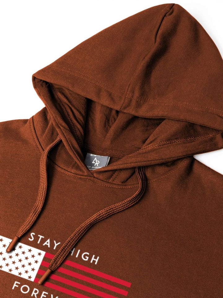 ADRO Men Cotton Graphic Printed Long Sleeves Hooded Sweatshirt