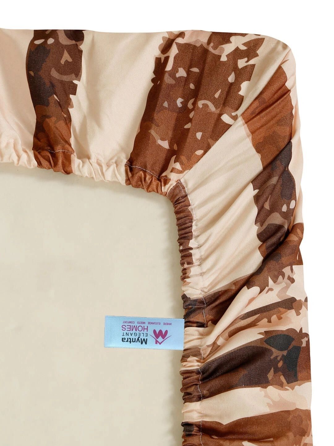 Myntra Elegant Homes Beige & Brown Floral 300 TC Cadar Katil King dengan 2 Sarung Bantal