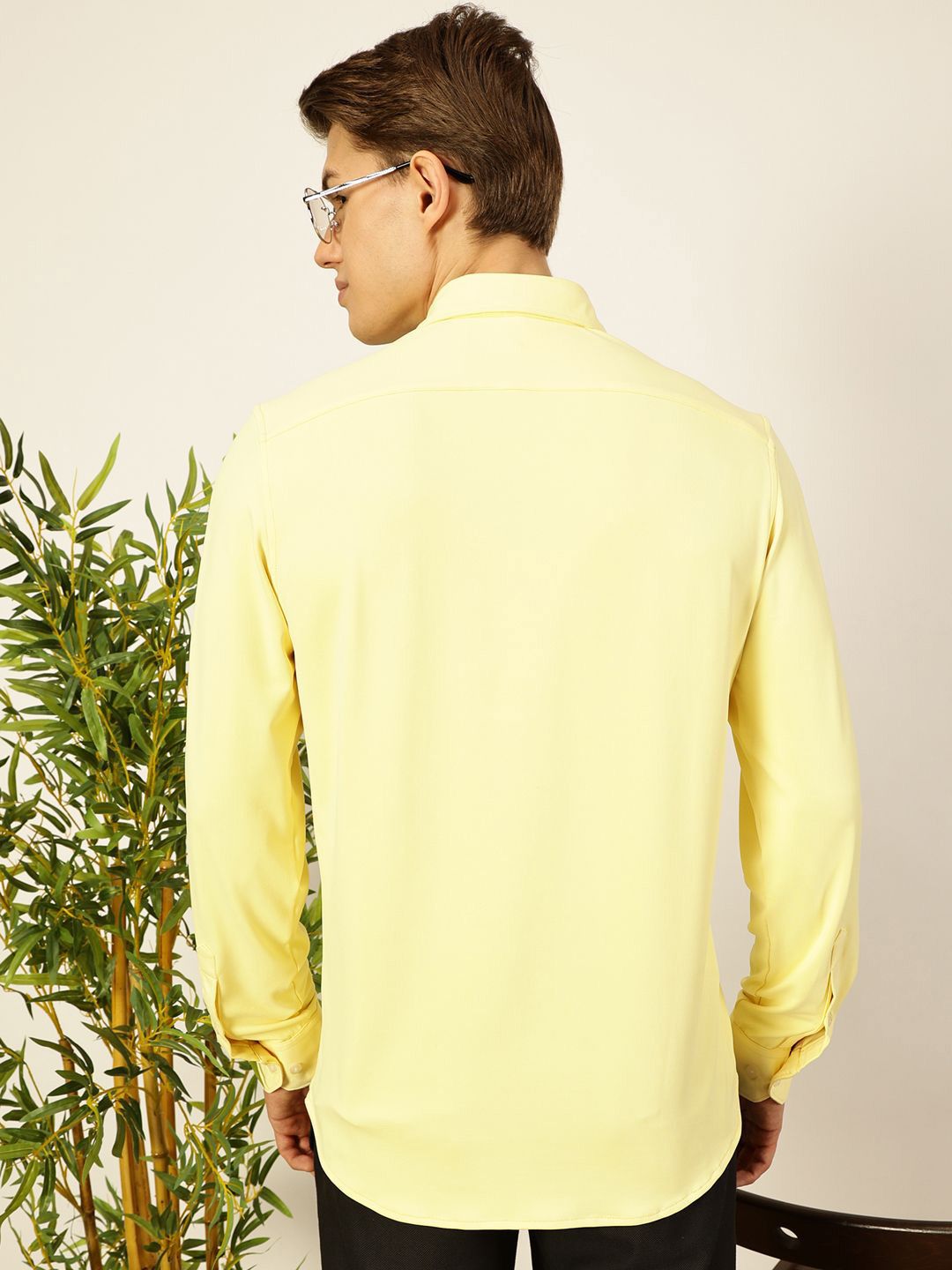 Thomas Scott Men Premium Spread Collar Solid Slim Fit Casual Shirt