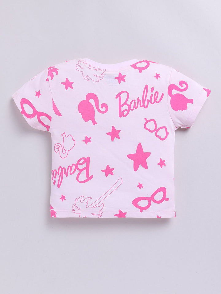 Happy Faces Kids Girls Barbie Printed Pure Cotton T-Shirt