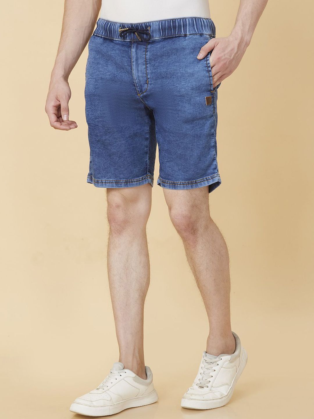 Being Human Men Cotton Mid-Rise Washed Shorts
