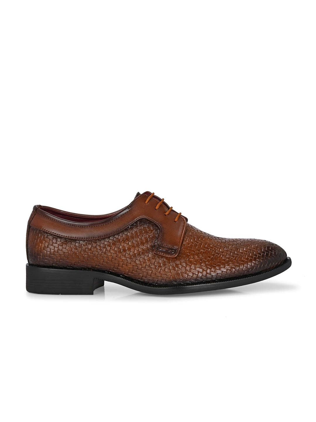 House Of Pataudi Men Textured Formal Lace Up Derbys
