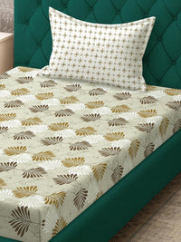 KLOTTHE Olive Floral Cotton Single Bedsheets