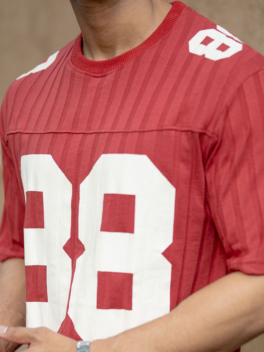 Powerlook Varsity Printed Drop-Shoulder Sleeves T-shirt