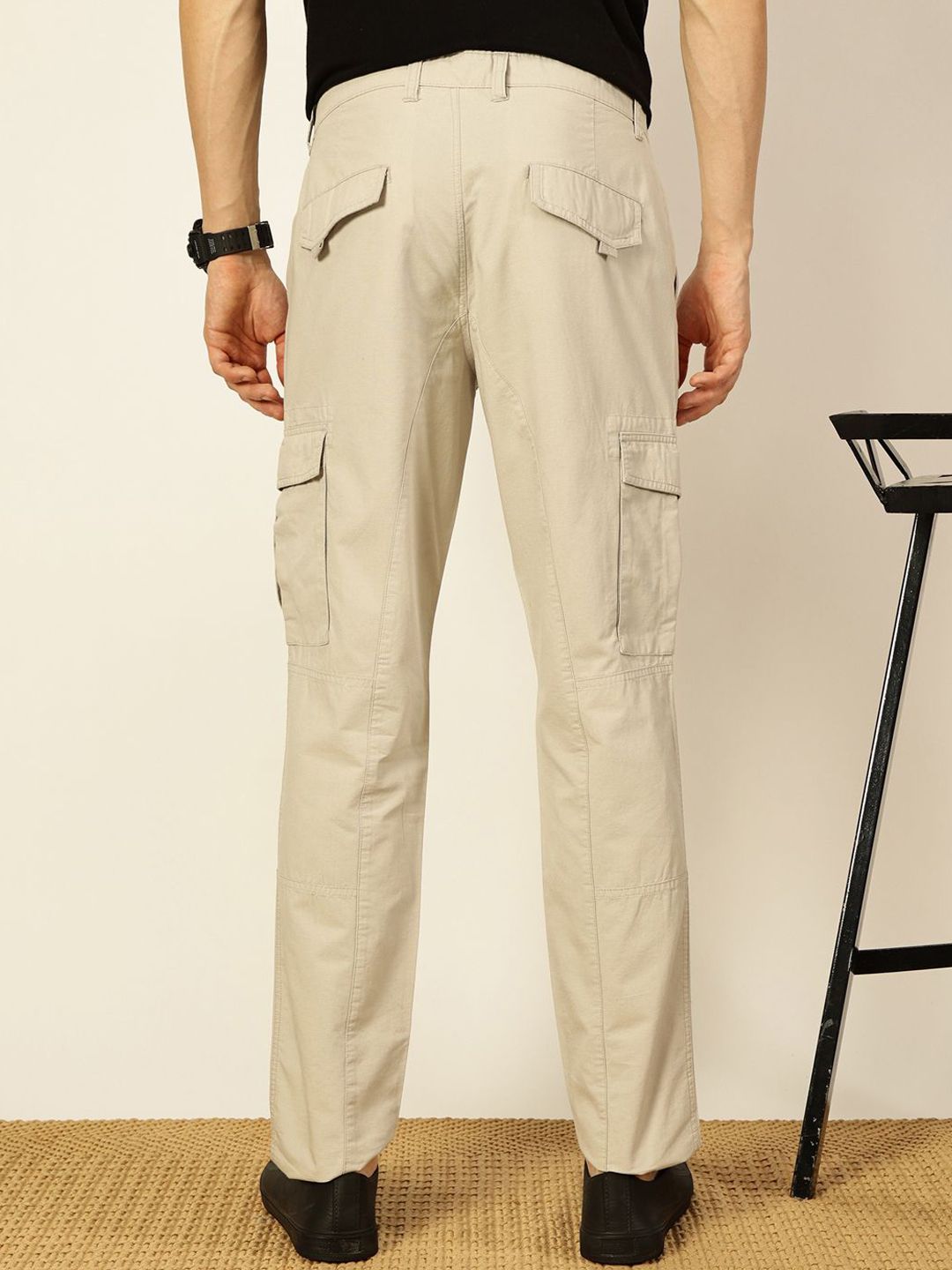 Thomas Scott Men Smart Cotton Regular Fit Cargos Trousers