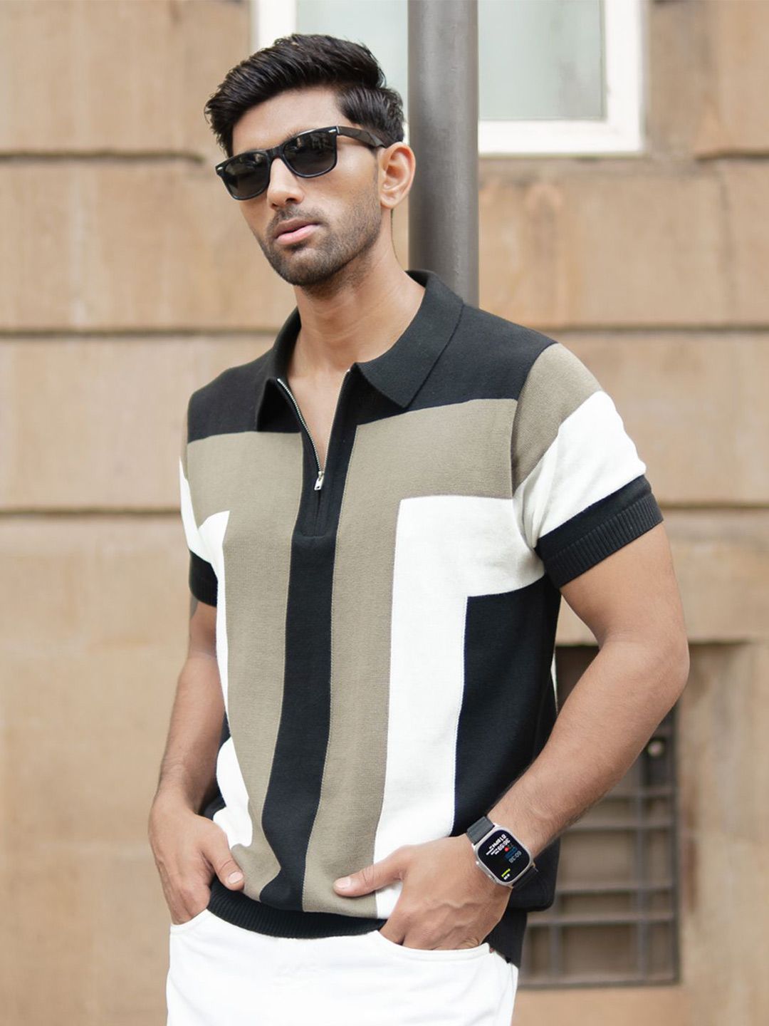 Powerlook Men Striped Polo Collar T-shirt