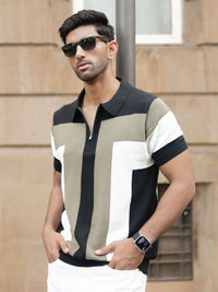Powerlook Men Striped Polo Collar T-shirt