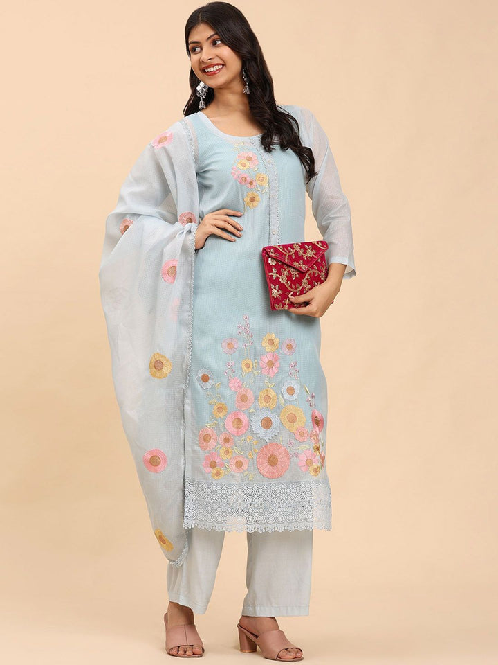 Mamicha Women Floral Regular Pure Cotton Kurta with Palazzos & With Dupatta