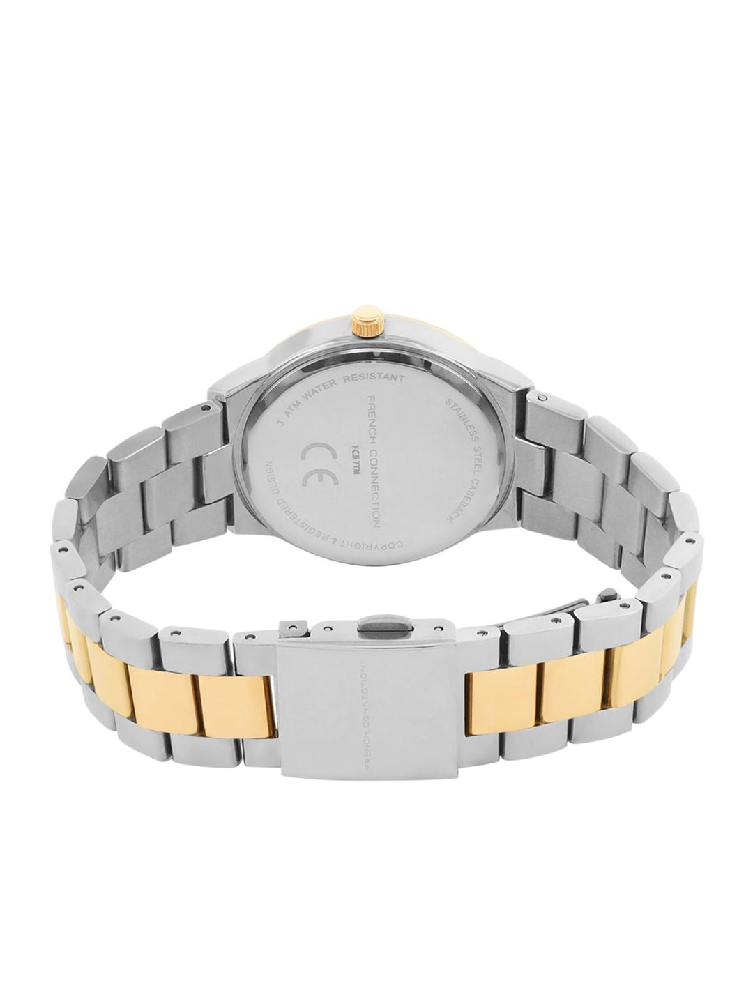 French Connection Women Embellished Dial & Stainless Steel Bracelet Style Straps Analogue Watch FCB7TM