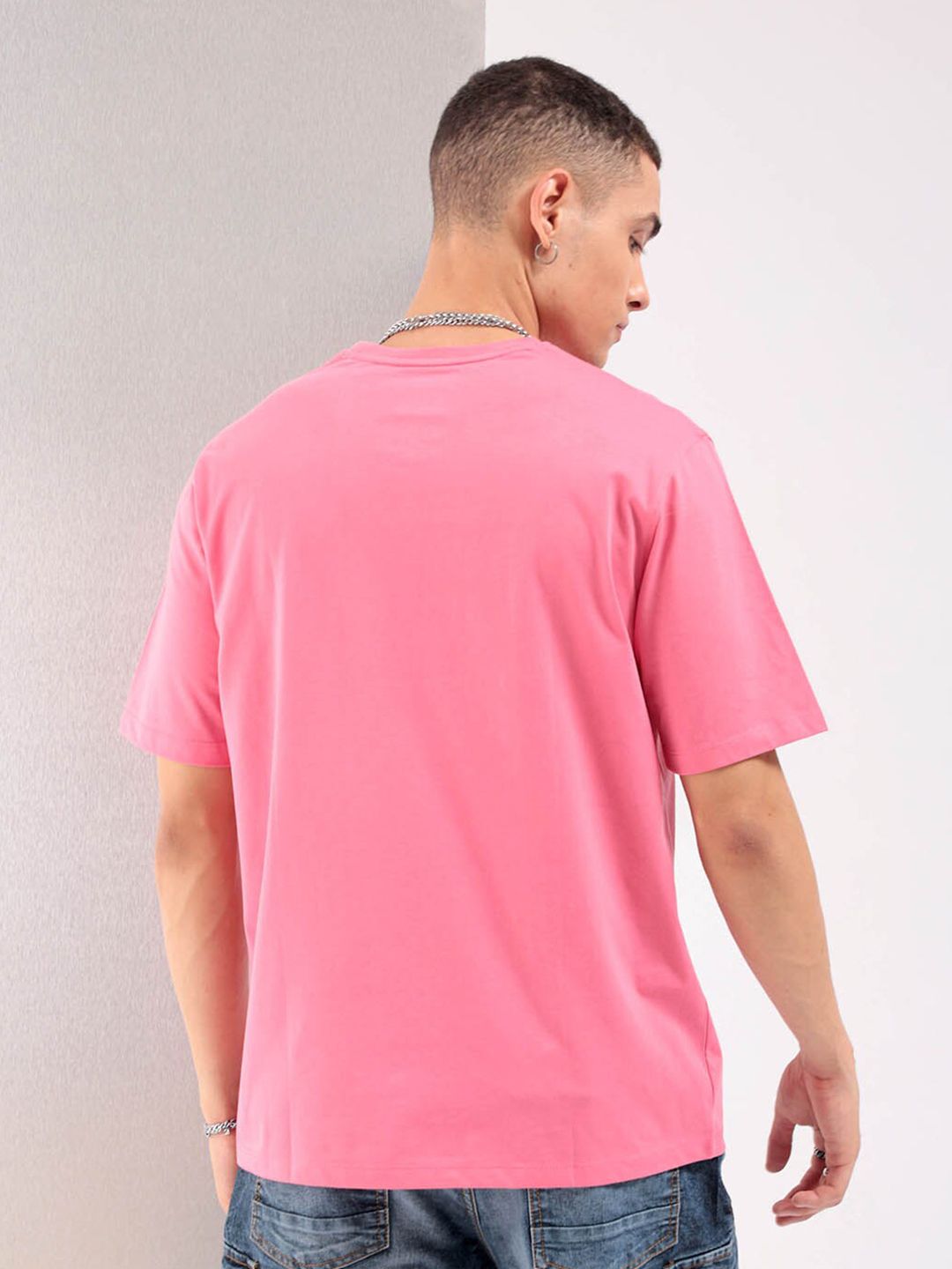 The Indian Garage Co Pink Round Neck Short Sleeves Regular T-shirt