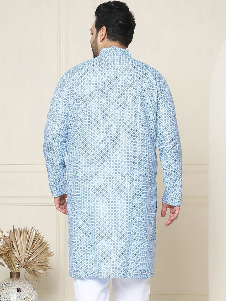 SOJANYA PLUS Size Ethnic Motifs Printed Band Collar Straight Kurta