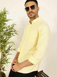 Thomas Scott Men Premium Button-Down Collar Solid Pure Cotton Slim Fit Casual Shirt