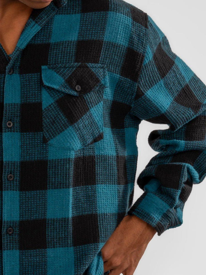 Eszett Checked Spread Collar Flap Poket Baju Bersaiz Besar