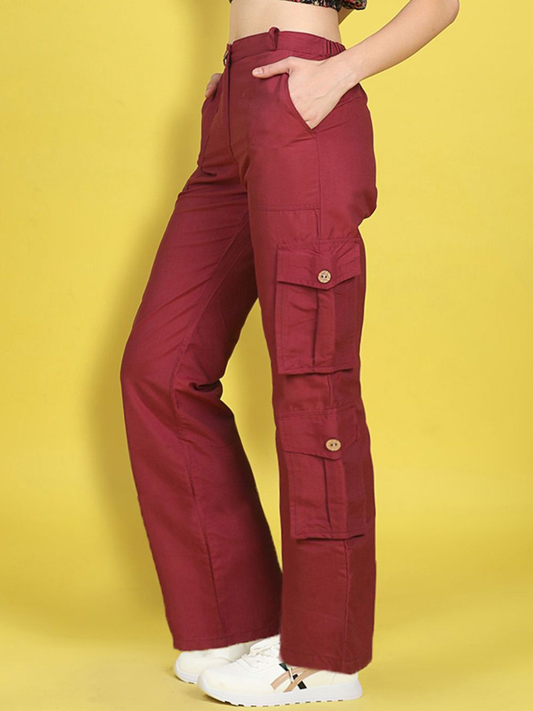 Cutiekins Girls Easy Wash Mid-Rise Cargos Trousers With Pocket Detailing