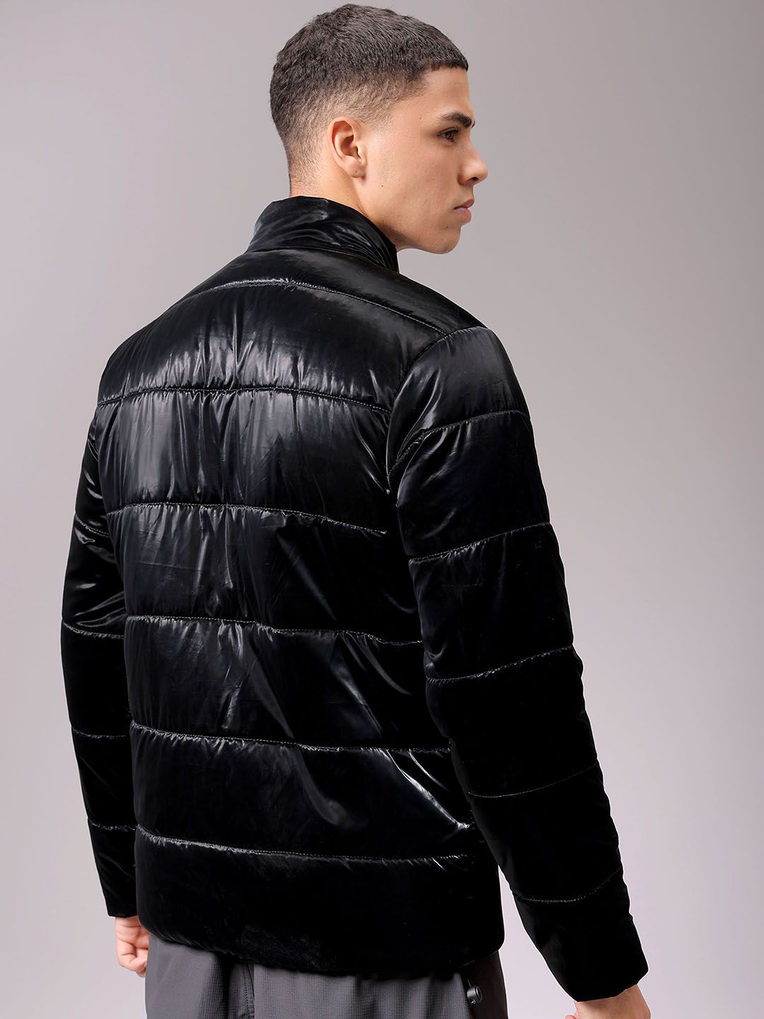 The Indian Garage Co Men High Neck Solid Puffer Jacket