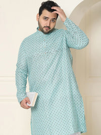 SOJANYA PLUS Ethnic Motifs Band Collar Straight Kurta With Pyjamas