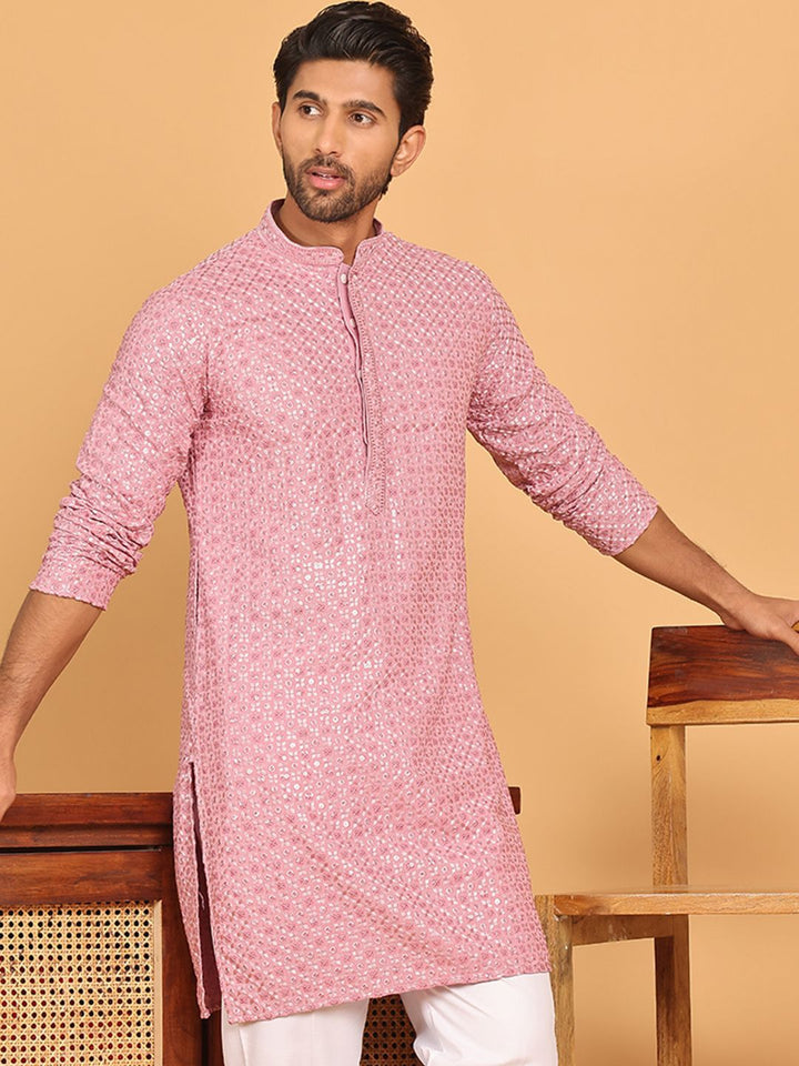 Jompers Men Geometric Embroidered Sequinned Kurta