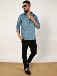 Thomas Scott Men Premium Spread Collar Textured Slim Fit Casual Shirt
