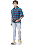 Being Human Men Classic Slim Fit Spread Collar Tartan Checked Cotton Casual Shirt