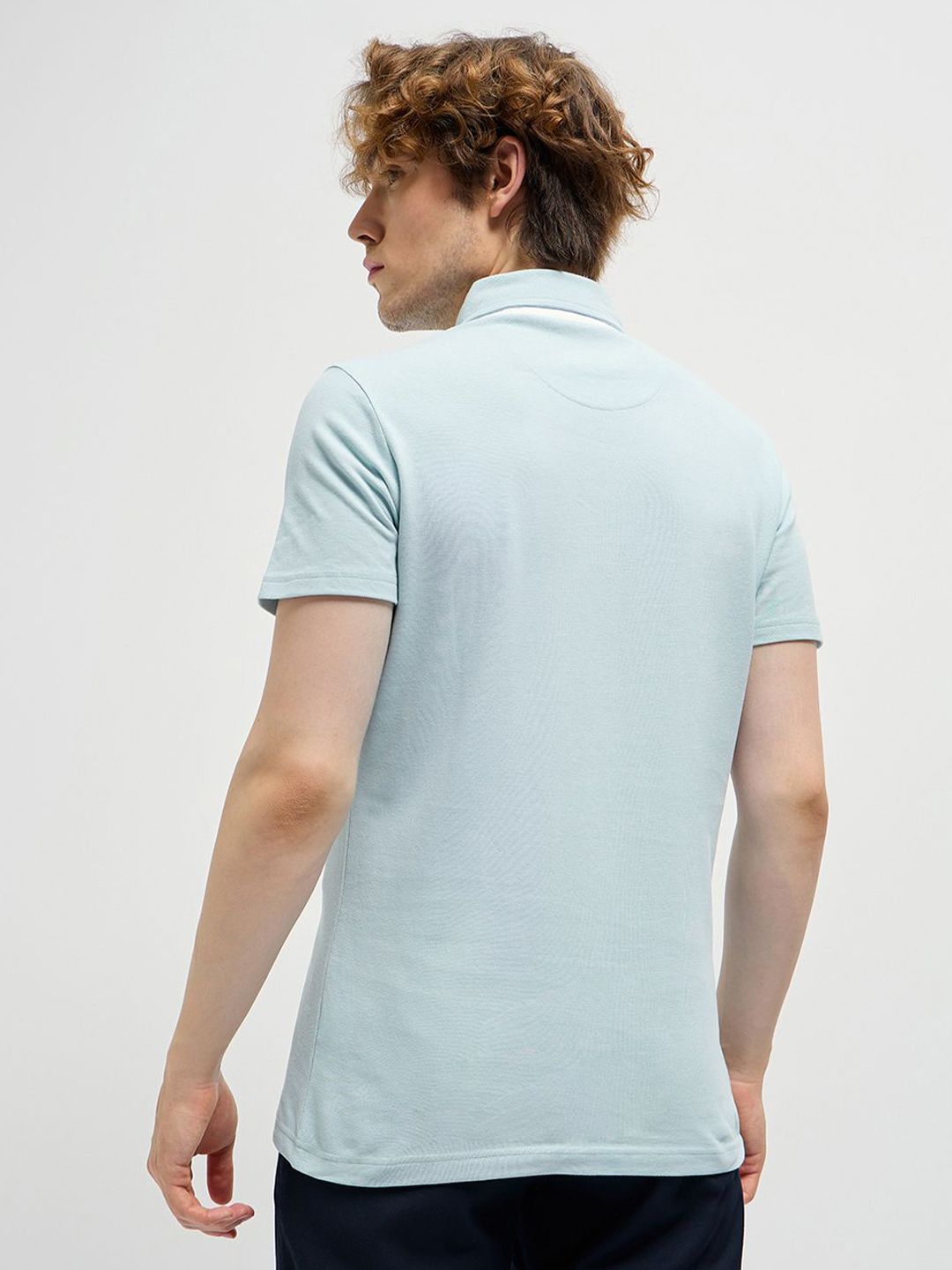 THE BEAR HOUSE Men Solid Polo Collar Pure Cotton T-shirt