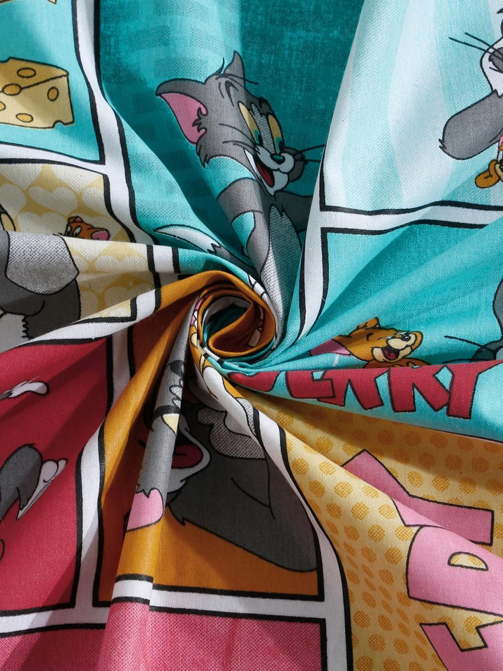 KLOTTHE Multi Cartoon Characters Cotton Single Bedsheets