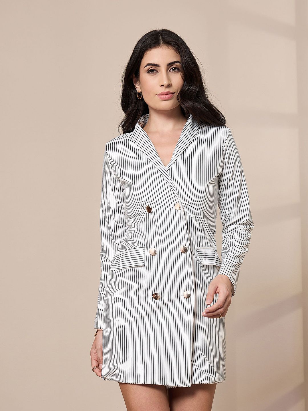 SASSAFRAS worklyf Striped Formal Blazer Dresses