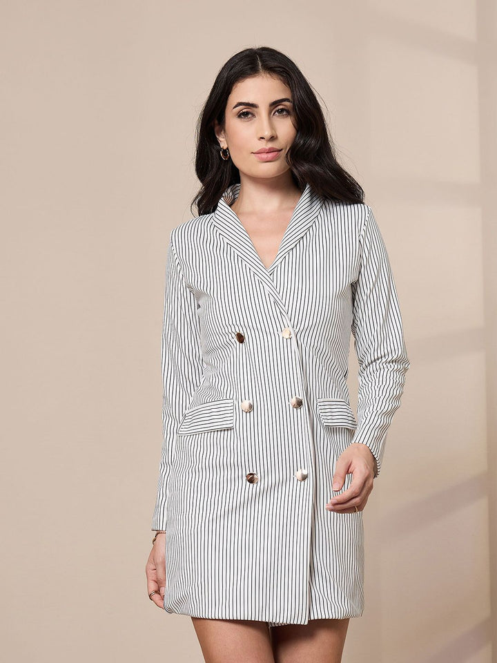 SASSAFRAS worklyf Striped Formal Blazer Dresses