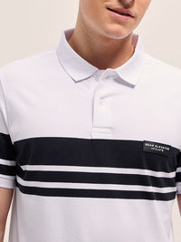 THE BEAR HOUSE Men Striped Polo Collar Cotton T-shirt