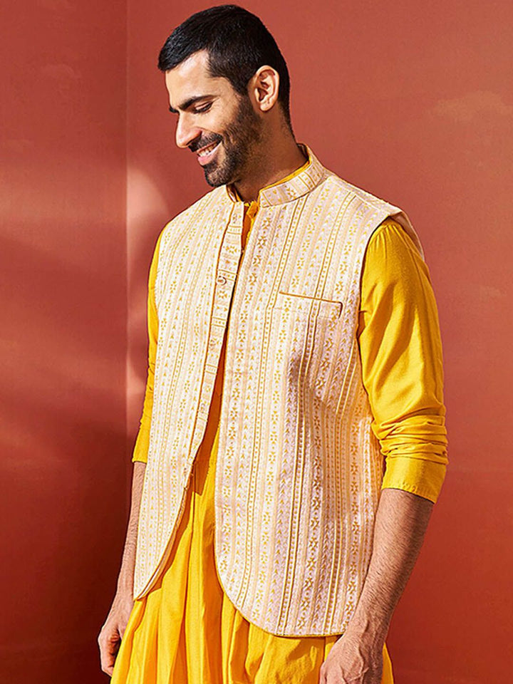Vastramay Men Woven Design Nehru Jacket