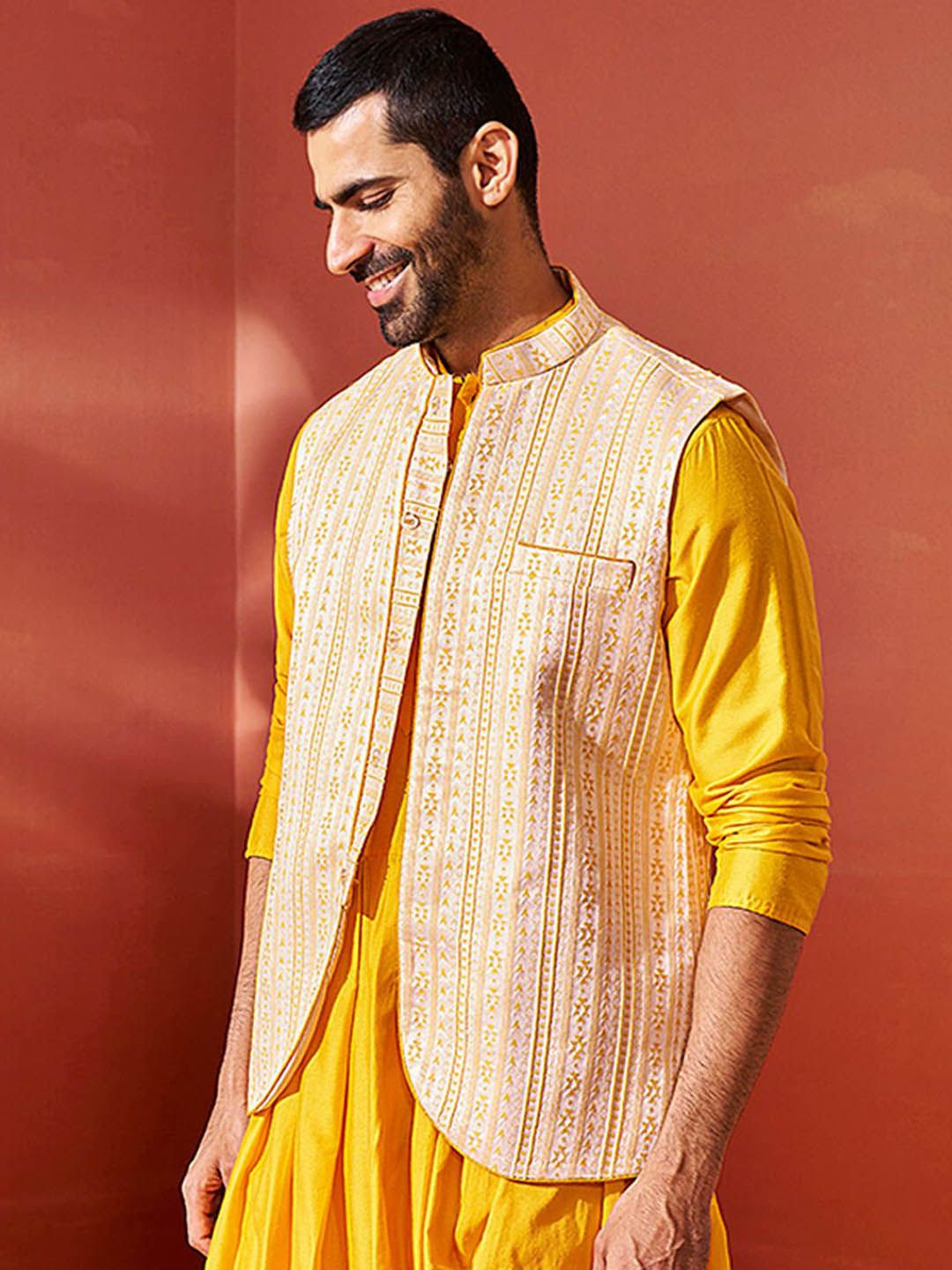 Vastramay Men Woven Design Nehru Jacket