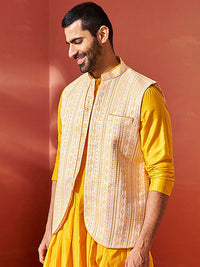 Vastramay Men Woven Design Nehru Jacket