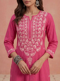 Rumah Wanita Chikankari Sulam Kurta Chikankari
