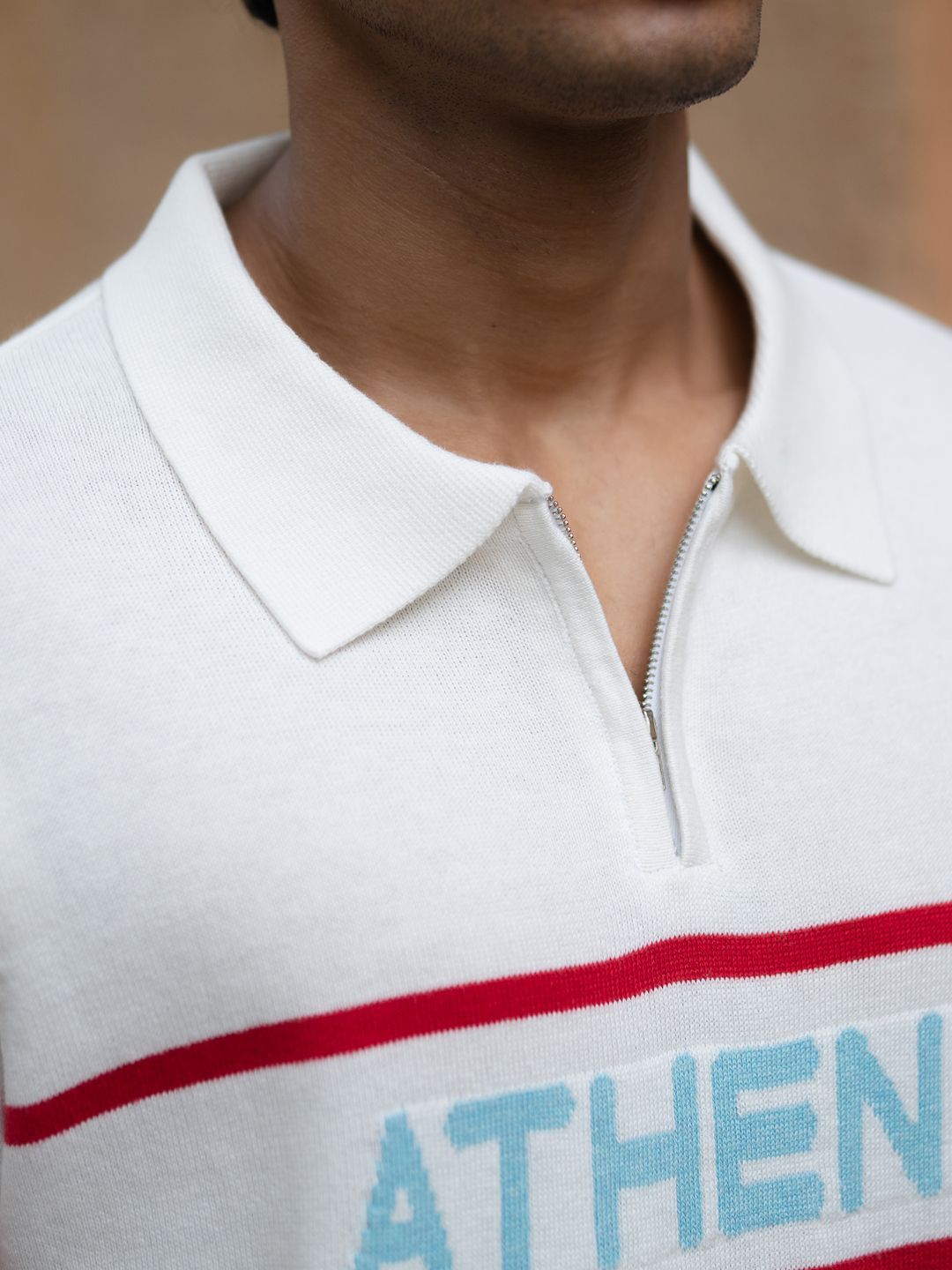 Powerlook SS25 Typography Printed Polo Collar Knitted Pure Cotton T-Shirt
