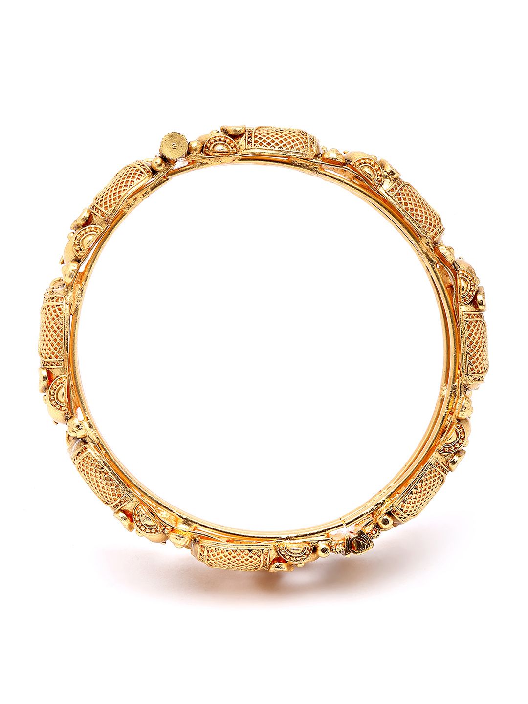 KARATCART Set Of 2 Gold-Plated Kundan-Studded Bangles