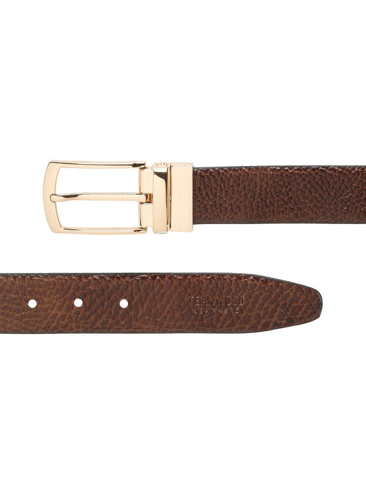 Teakwood Leathers Men Textured Leather Reversible Formal Belt