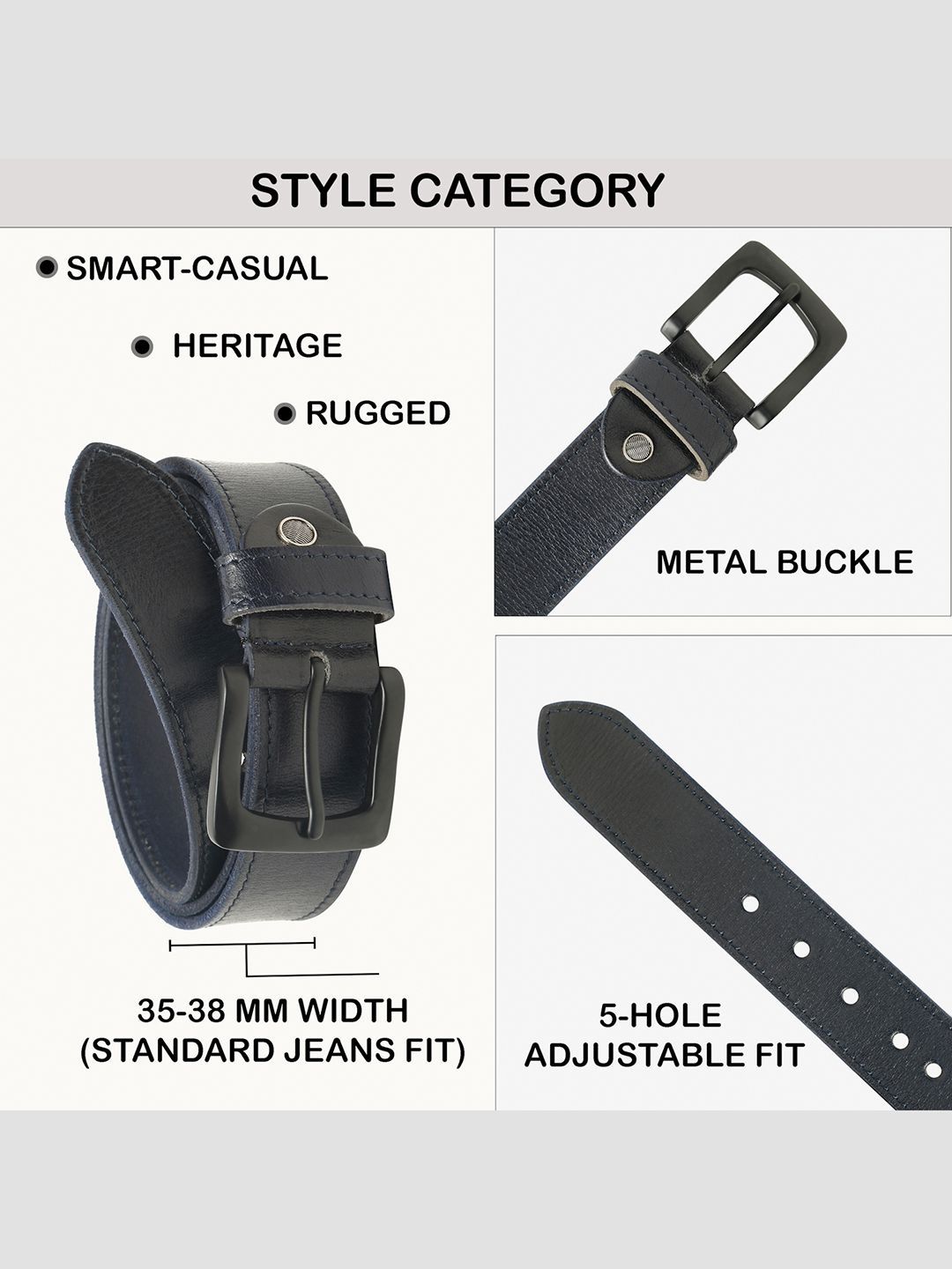 Teakwood Leathers Men Textured Leather Belt