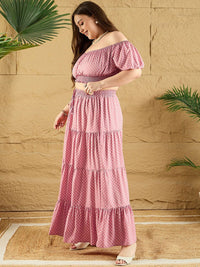 Berrylush Curve Plus Size Printed Top & Maxi Skirt