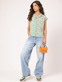 DressBerry Mood Booster Abstract Print Cuban Collar Shirt