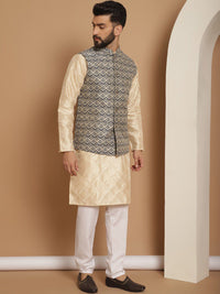 Anouk Embroidered Regular Kurta with Churidar & Nehru jacket