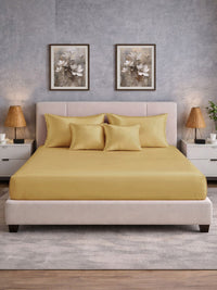 Myntra Elegant Homes Mustard 400 TC Bedsheet with 2 Pillow Covers