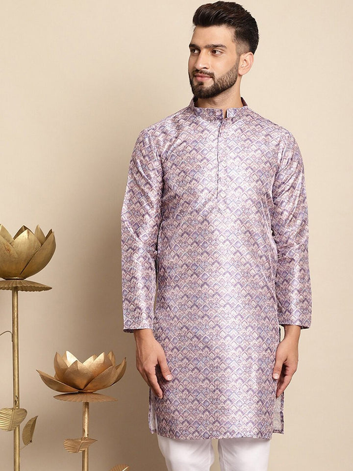 Anouk Men Purple Thread Work Kurta