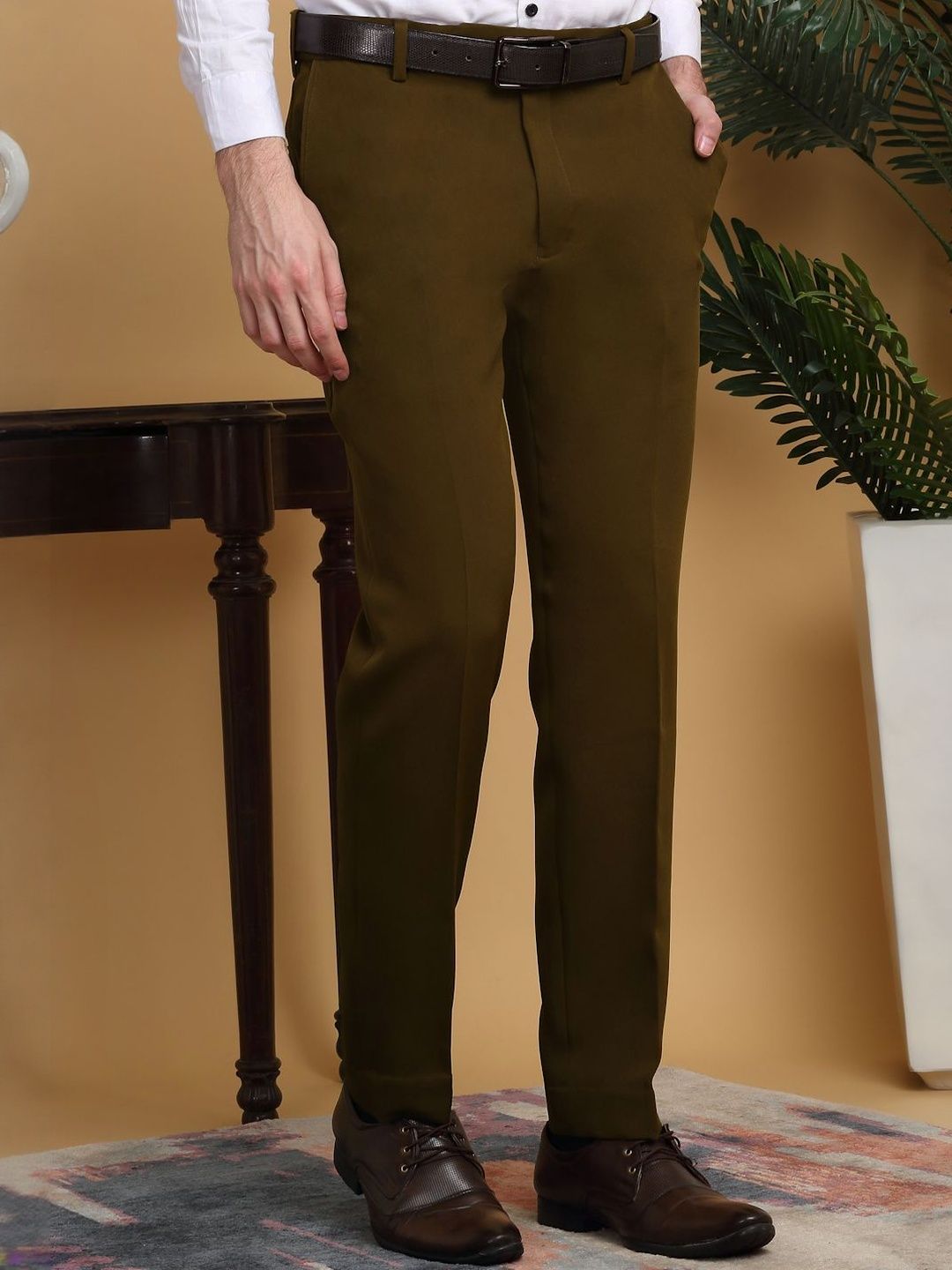 KLOTTHE Lelaki Slim Fit Seluar Pleated Mudah Dicuci