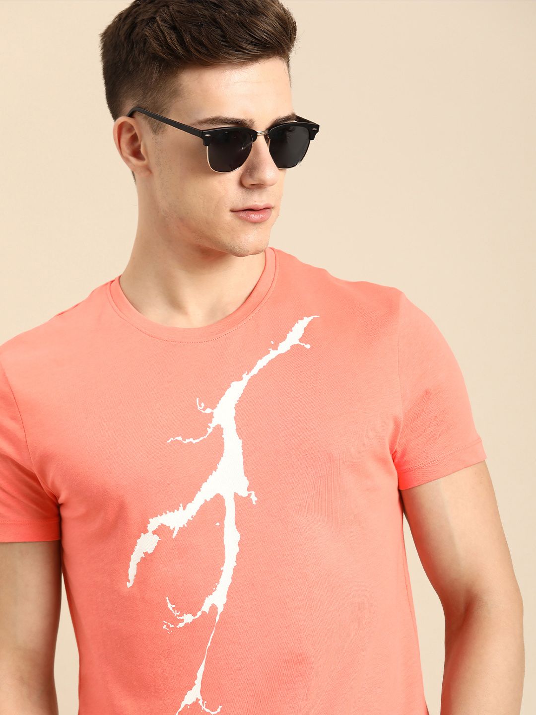 Being Human Pure Cotton Abstract Printed Casual T-shirt