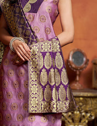 KALINI Dharti Floral Woven Design V-Neck Banarasi Straight Kurta With Salwar & Dupatta