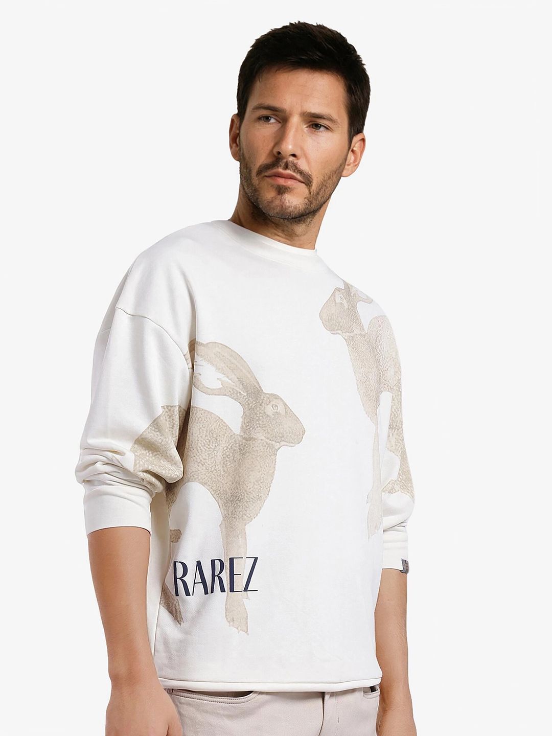RARE RABBIT Men Printed Cotton Round Neck Sweatshirt