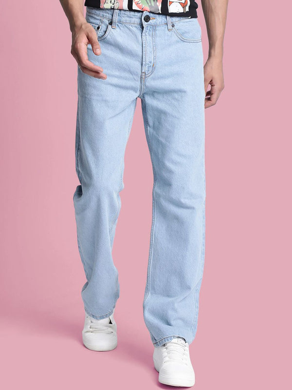 Bene kleed lelaki lurus sesuai dengan jeans pudar berat yang rendah