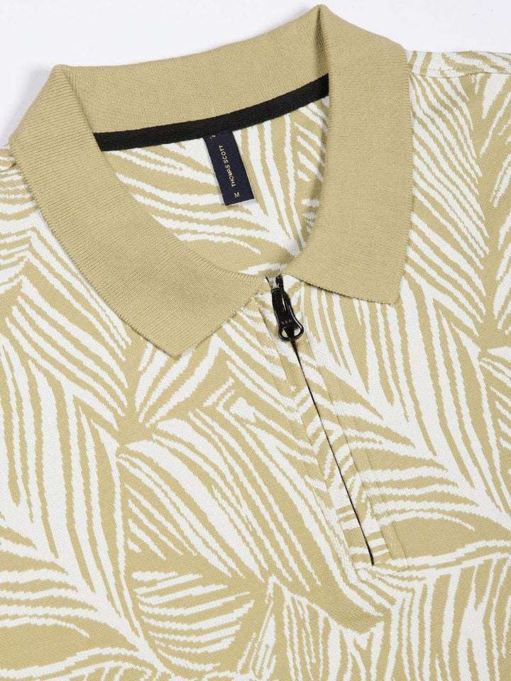 Thomas Scott Men Floral Printed Polo Collar Pockets T-shirt